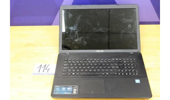 laptop ASUS F751S, Intel Dual-Core, zonder lader, paswoord niet gekend, werking niet gekend, beschadigd